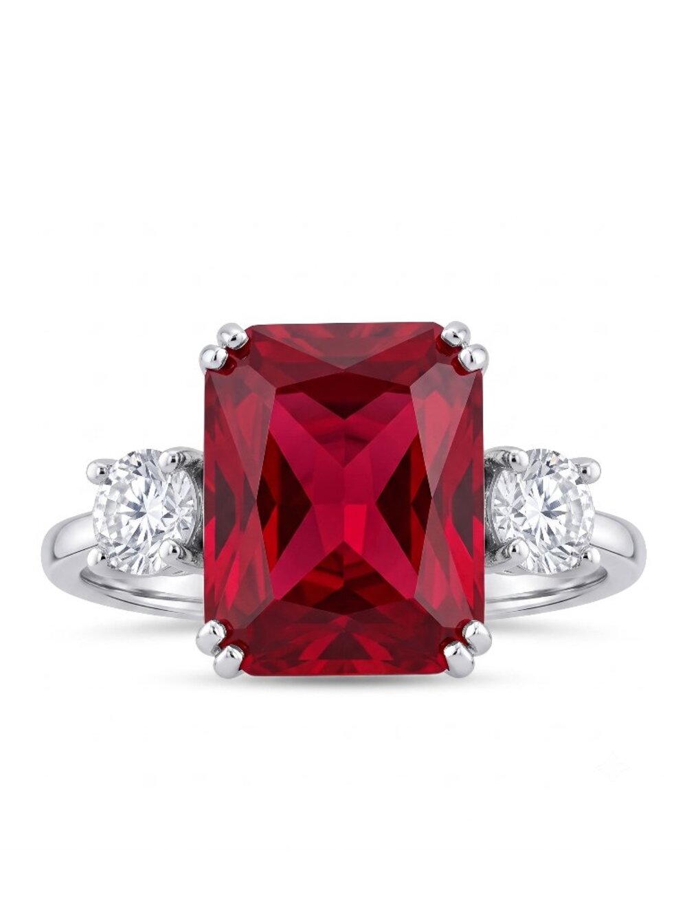 Red Ruby Radiant cut Gemstone Ring, 925 Sterling Silver Charmed Aroma